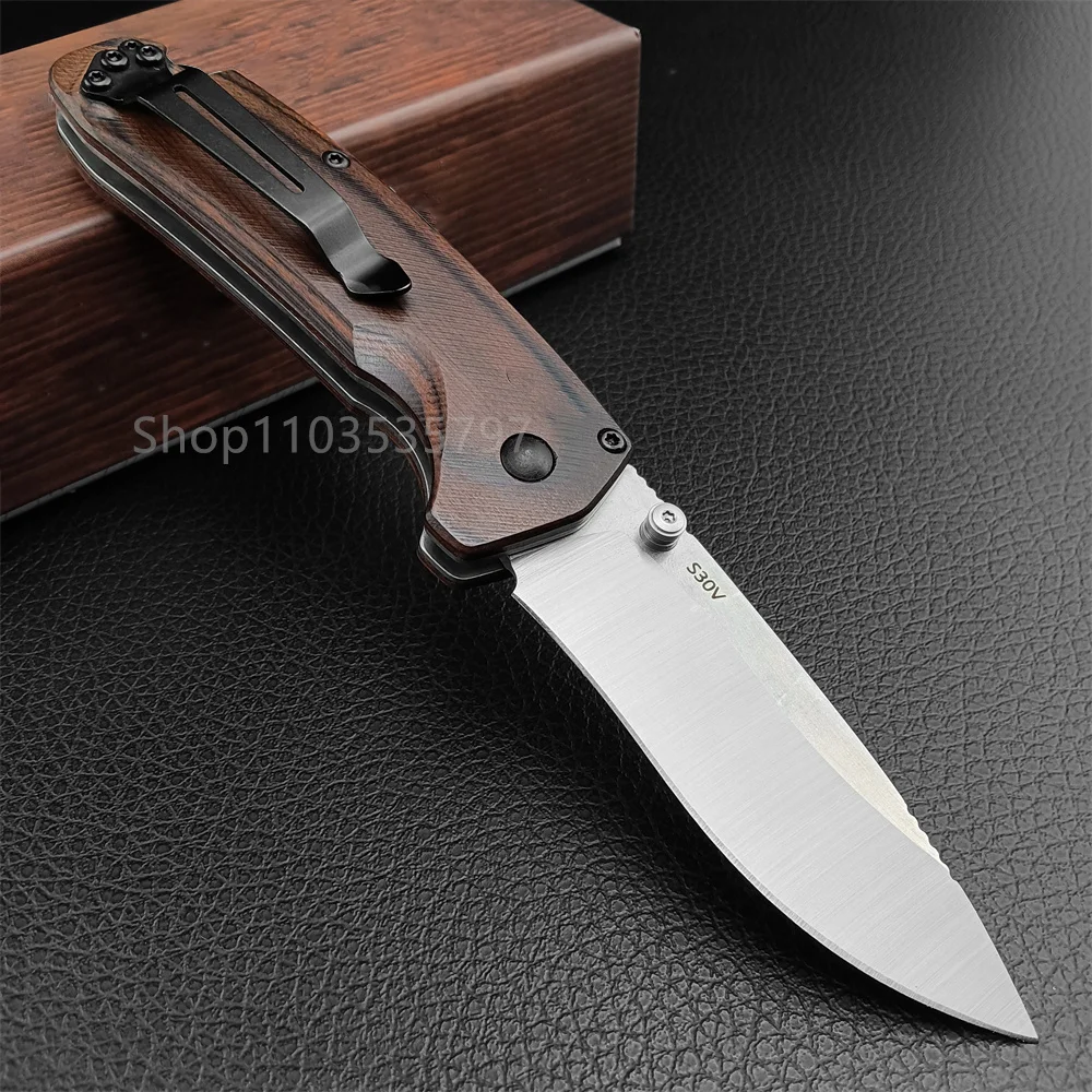 Hunt North Fork 15031 Folding Knife  S30V Blade Stabilized Wood Handle with Clip Self-Defense Outdoor Tactical Hunting Knives