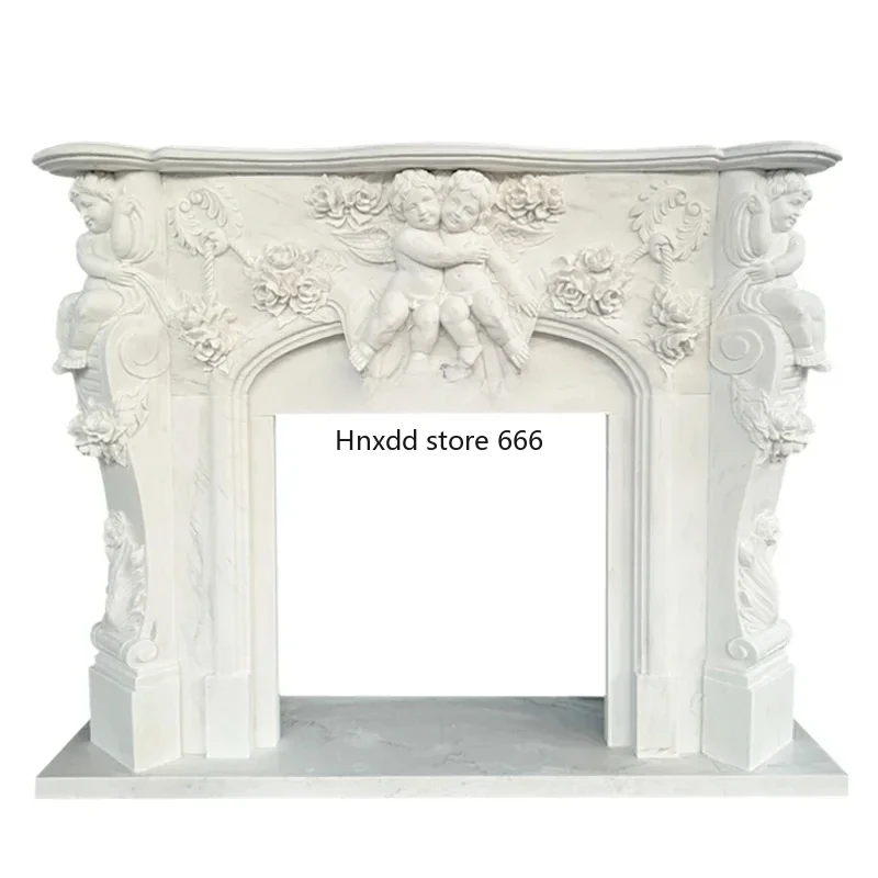 Marble   French Fireplace White Marble Angel Fireplace Villa Living Room Fireplace Decoration