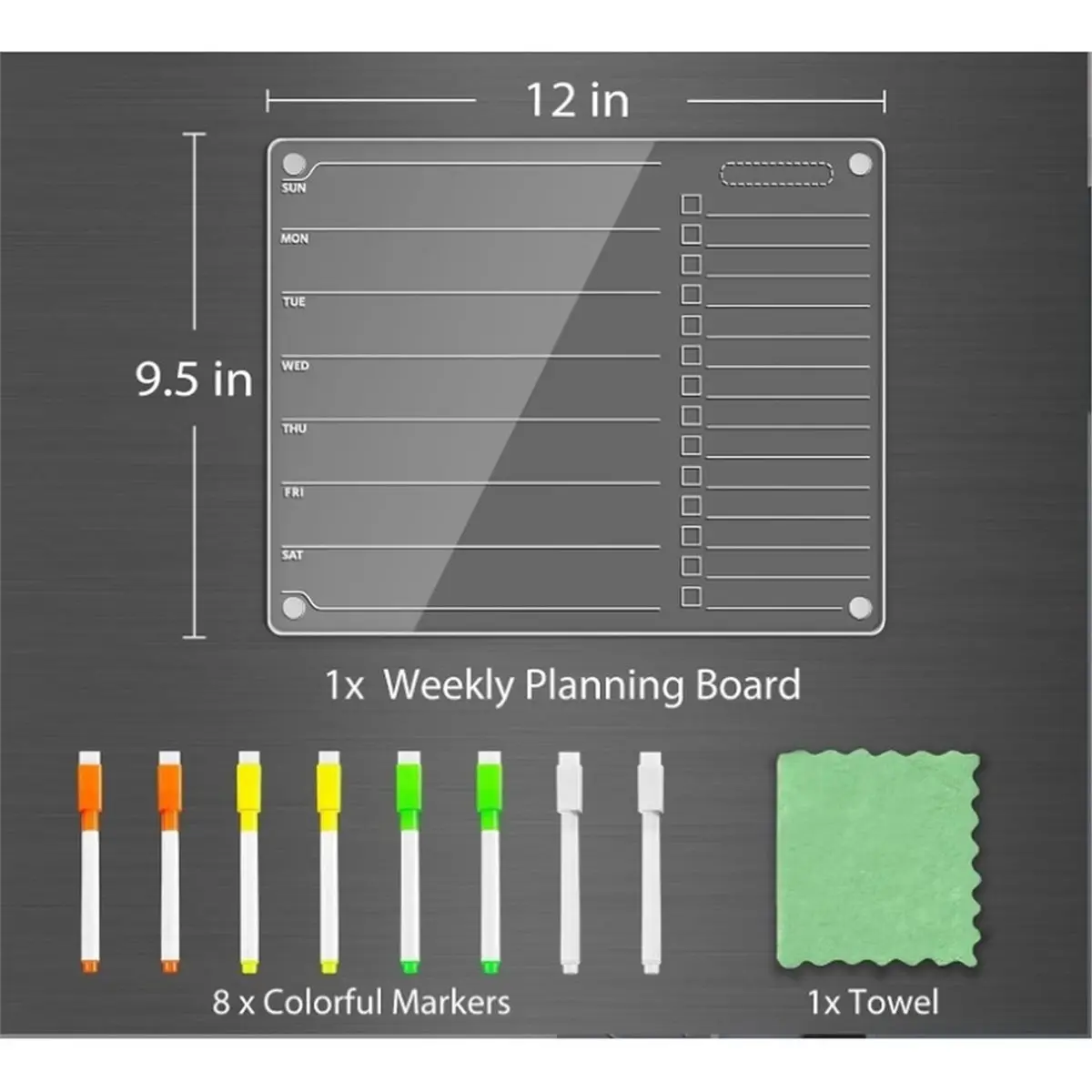 Acrylic Magnetic Dry Erase Board for Fridge - 12