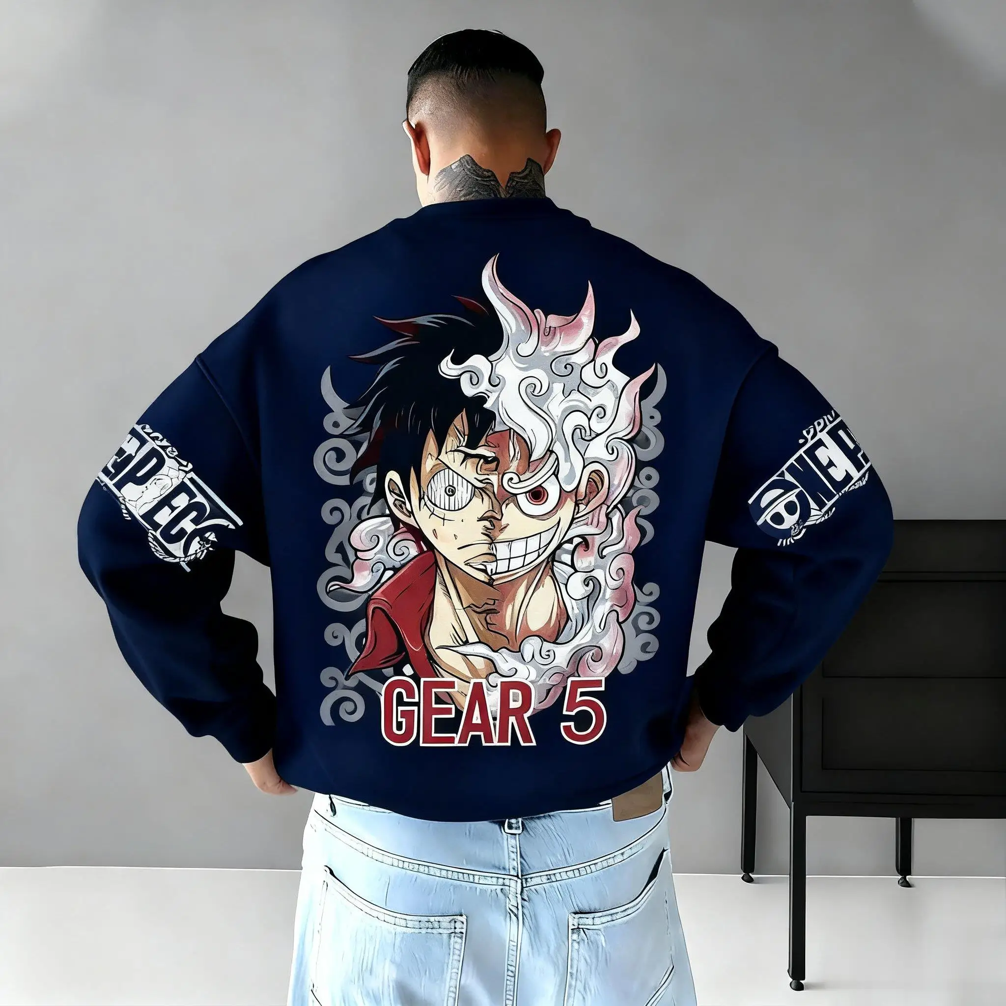 Унисекс цельная толстовка с капюшоном в стиле аниме Gear 5, мужской и женский пуловер, уличная одежда, повседневный свитер с длинными рукавами и графическим принтом, осень