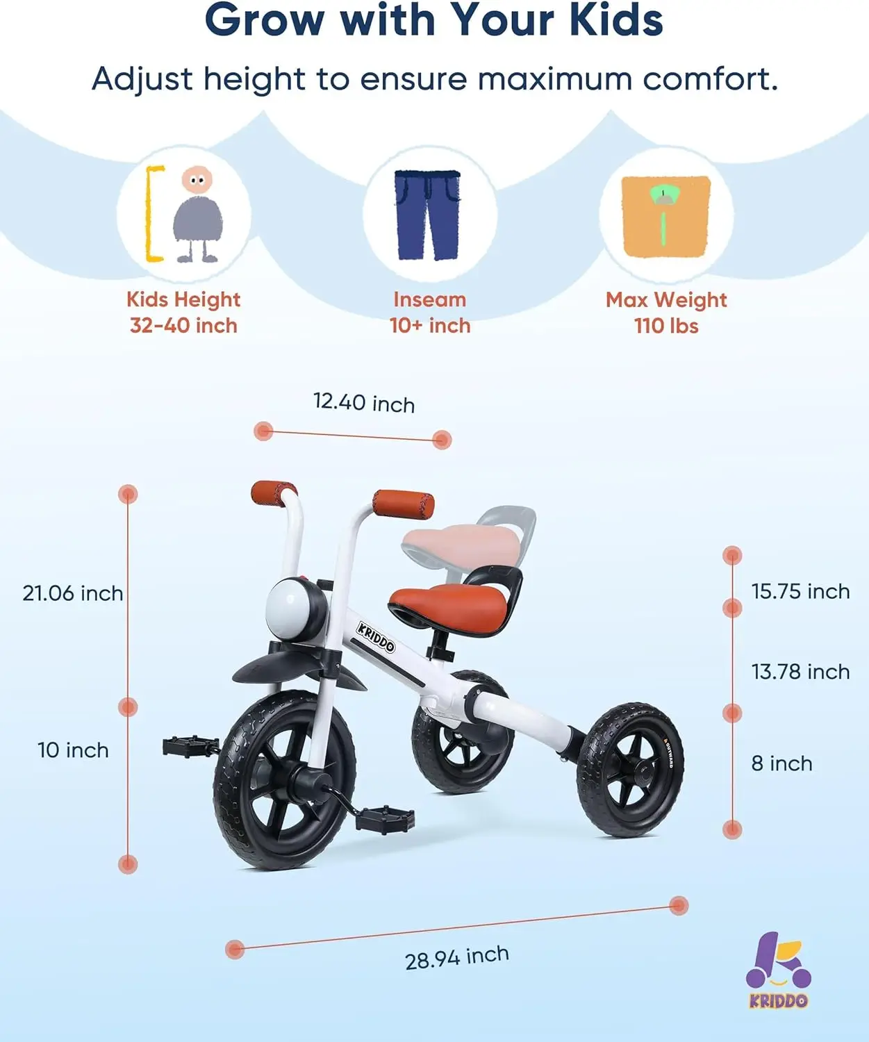 2-in-1 Kids Balance Bike and Kids Tricycle for 2 to 5 Year Old, Toddler Balance Bike with Detachable Pedals, Tricycles for 3-5 Y