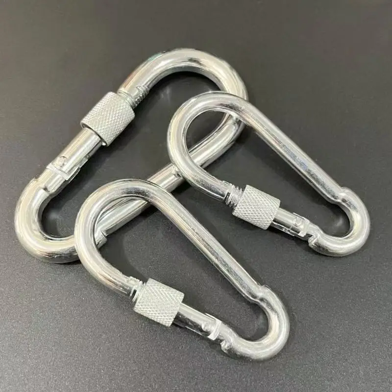 Locking Stainless Steel Carabiner Clips, Heavy Duty Rustproof Multi-use Snap Hooks for Hammock, Swing, Dog Leash, Keychain, Gym