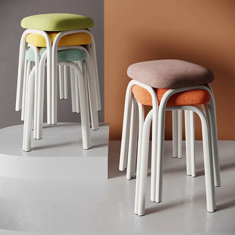 Household Fabric Stool Economical Small Chair Simple Modern Dining Stool Thick Plastic Bench Strong Load-Bearing Capacity