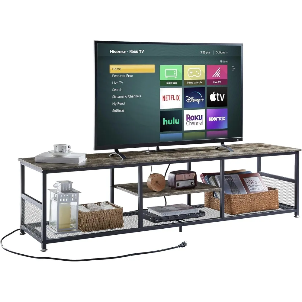 

VECELO TV Stand with Power Outlets for Televisions Up To 80Inch, 70" Media Entertainment Center with Charging Station 3-Tier