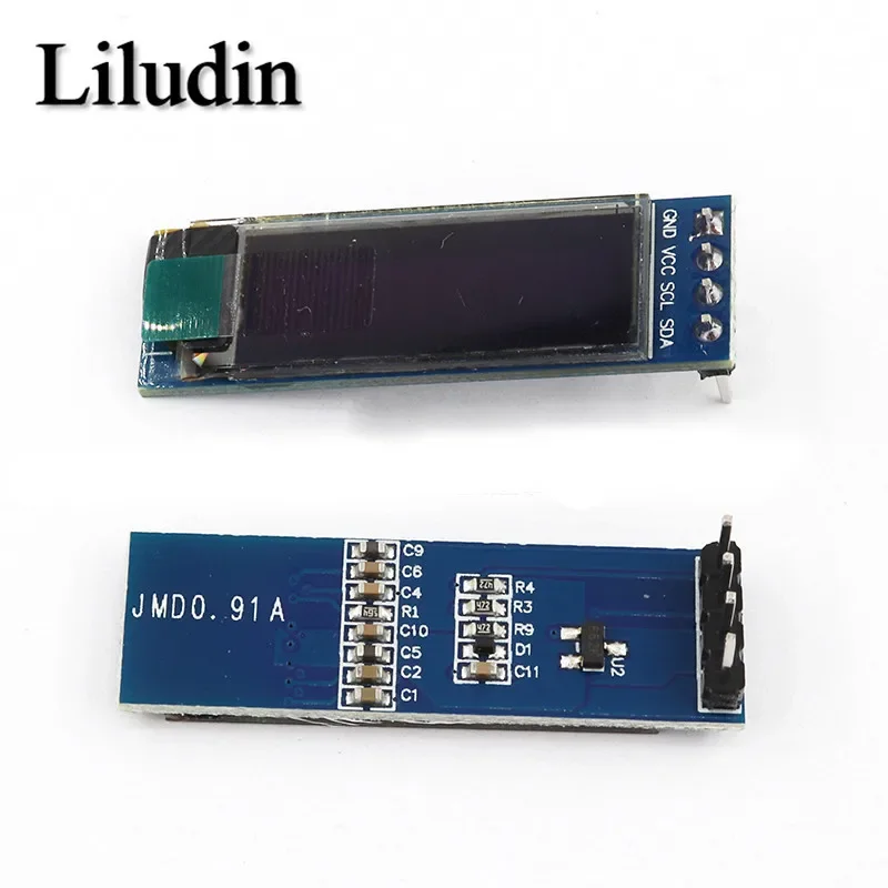 Módulo OLED de 0,91 pulgadas para arduino, módulo de pantalla de 0,91 pulgadas, Blanco/azul, OLED 128x32, LCD LED, SSD1306, IIC,