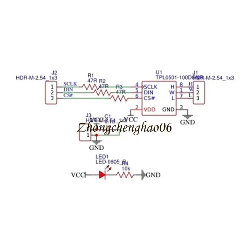 TPL0501 Digitalpotentiometermodul 100k Widerstand SPI -Anschluss für auditorische 601F