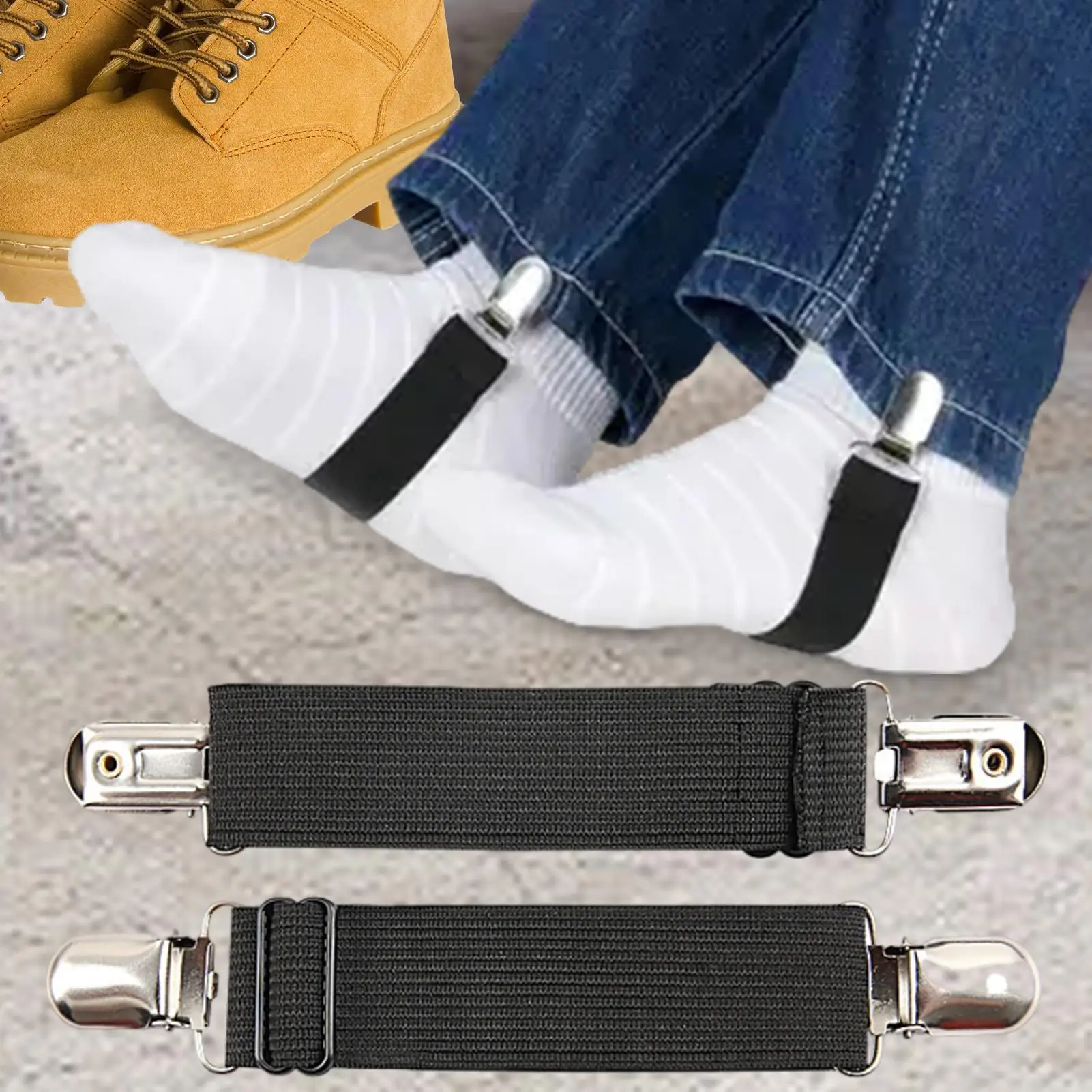 

2Pcs/set Pant Leg Straps Adjustable Pant Leg Clips Elastic Pant Keeper Motorcycle Boot Suppplies for Motorcycle Riding