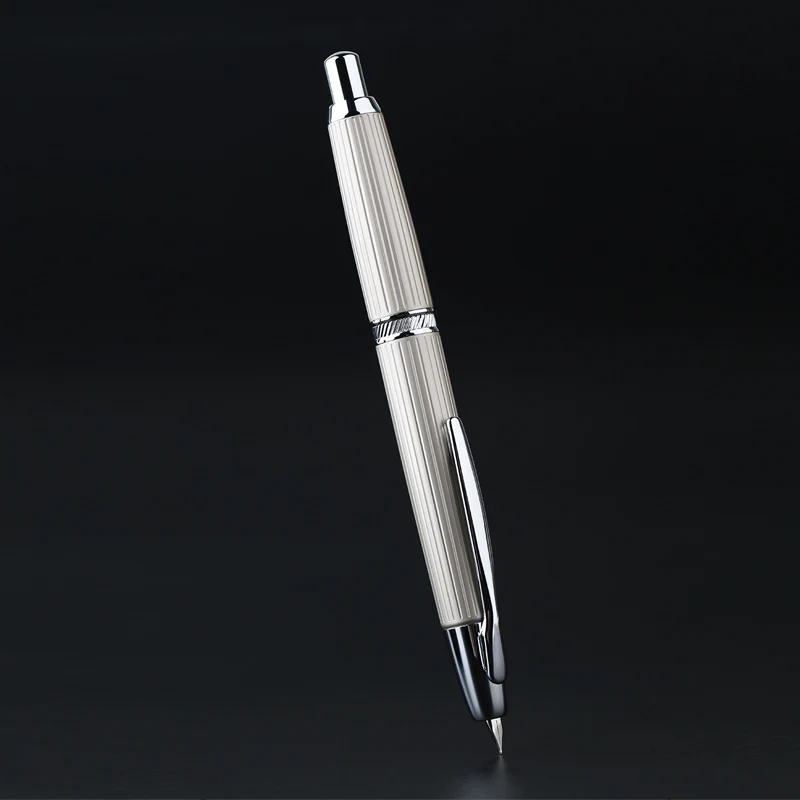 MAJOHN A1 Press Füllfederhalter, einziehbar, extra feine Spitze, 0,4 mm Metall, mattschwarzer Tintenstift-Konverter zum Schreiben von Weihnachtsgeschenken