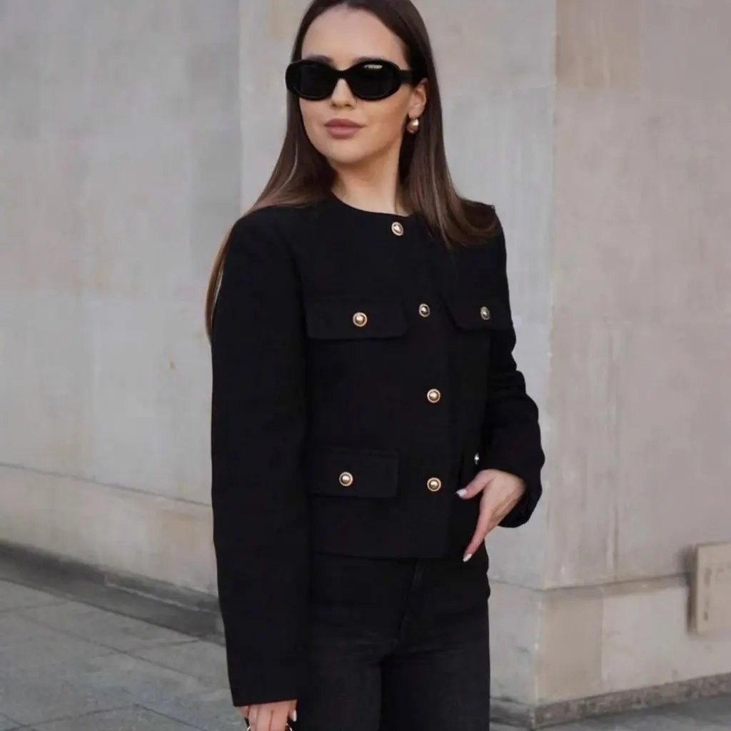 

Женский модный короткий пиджак с откидной крышкой 10850, новый топ в европейском и американском стиле, осень-зима для женщин