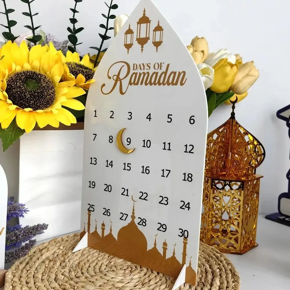 Ramadan Advent Countdown Calendar Acrylic Ramadan Decorations for Home Eid Mubarak Table Decor 30 Days Countdown Calendar