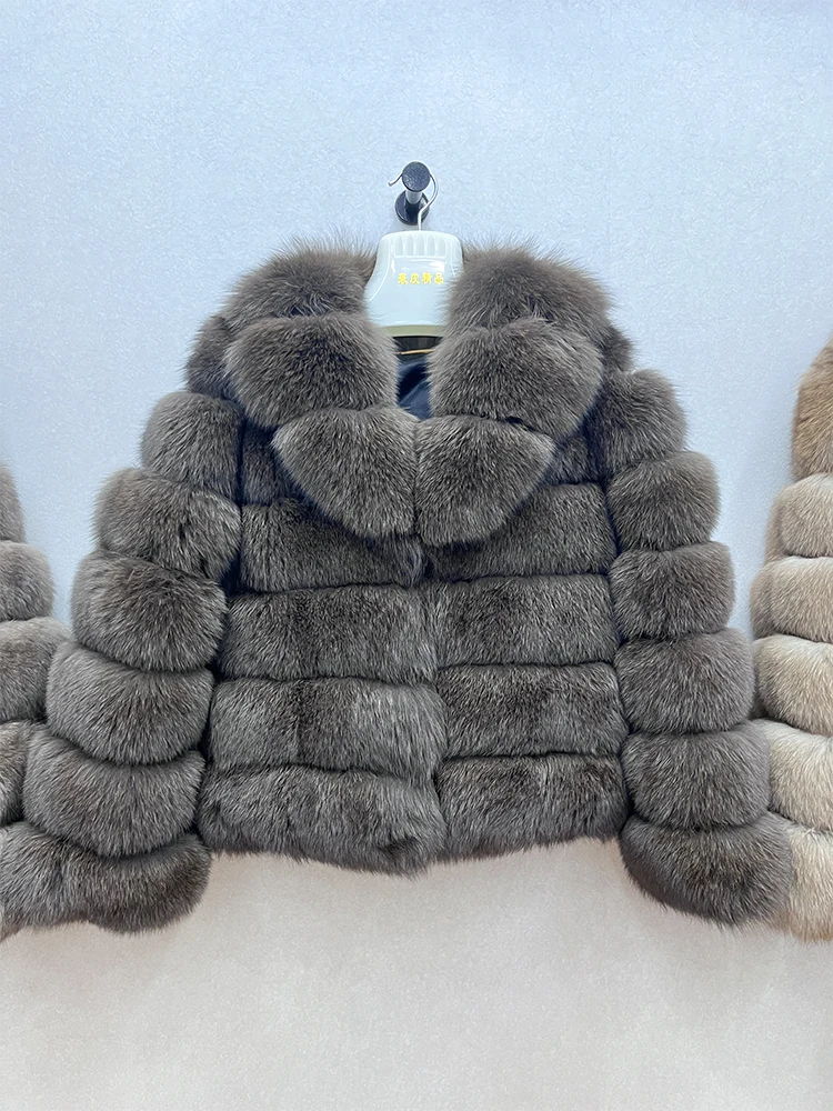 2025 Fashion Furry Real Fox Fur Coat Winter Women'S New Leather And Skin Natural Whole Skin Fox Fur  Long Sleeve Short Coat
