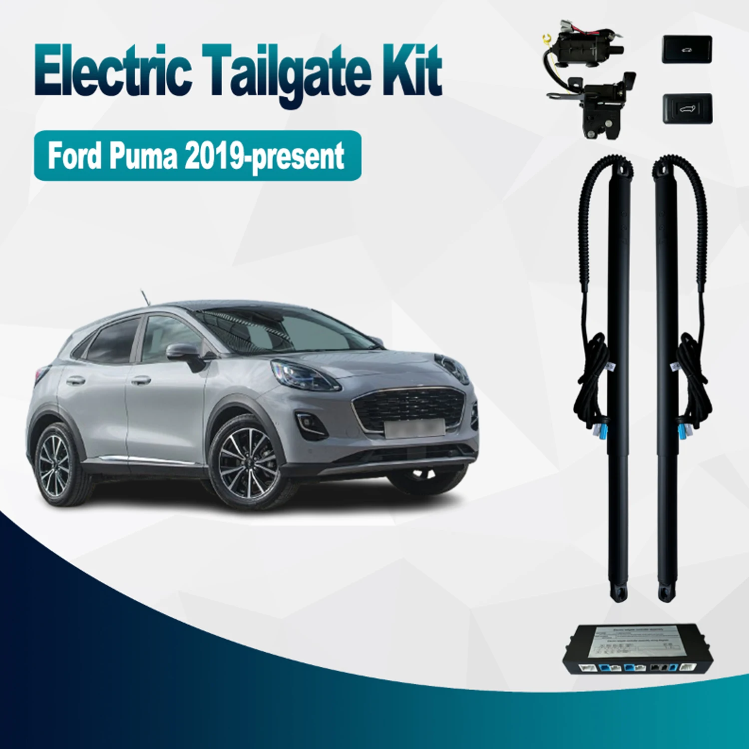 Kit de portón trasero eléctrico para Ford Puma 2019, presenta puntales de puerta trasera de portón trasero, tapa de maletero de coche, varilla de soporte de elevación de choque