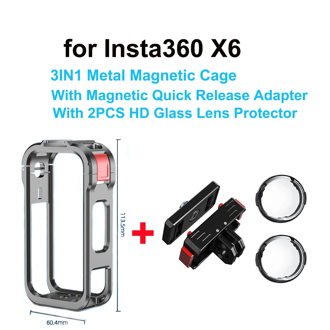BGNing Rahmenkäfig für Insta360 X6 Metall-Schutzrahmen-Gehäuse mit 1/4"-Gewinde-Montageadapter für Insta360 X6 Kamera – Detail 20