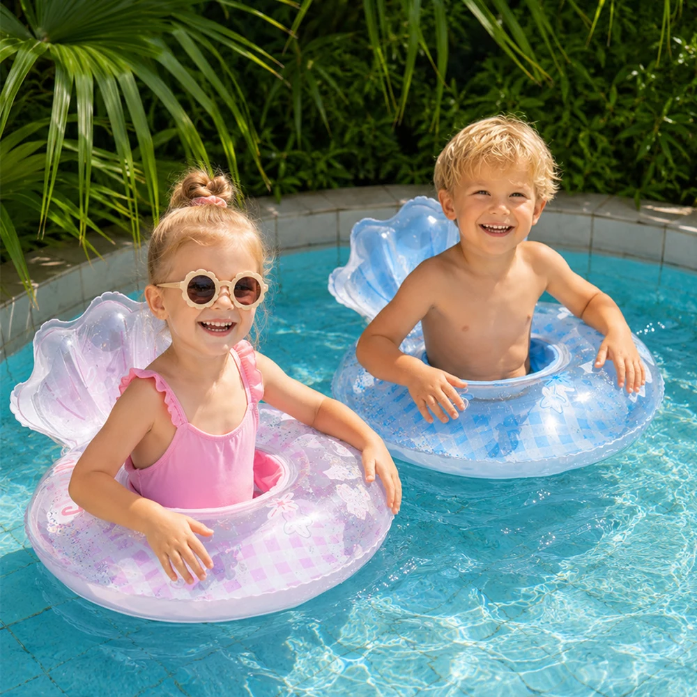 Thicken Pool Float Inflatable Swimming Seat Ring Fashion Sequin Grid Swim Tube Summer Beach Party PVC Float