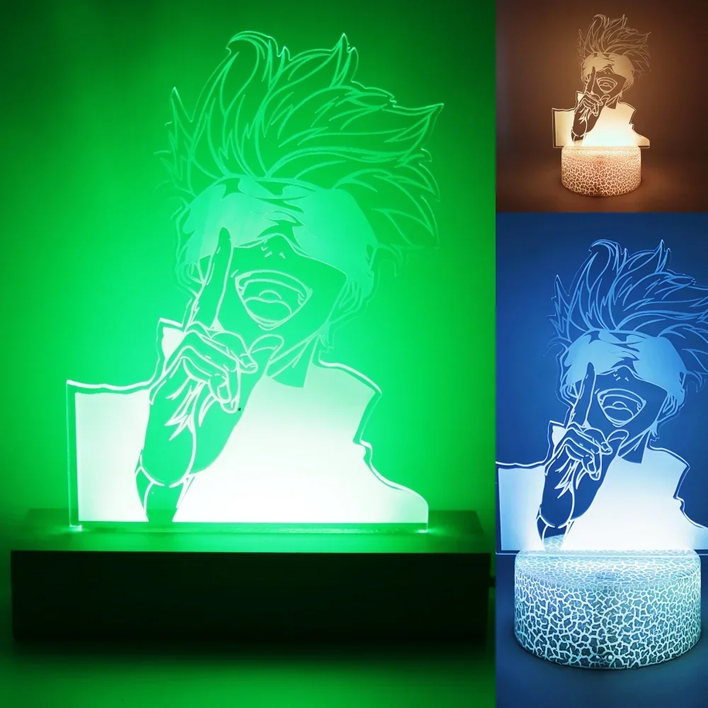 3D โคมไฟอะนิเมะ Gojo Satoru Lampara LED Escritorio ตารางตกแต่ง Lampara Mesa De Noche GAMING Room Night ไฟ
