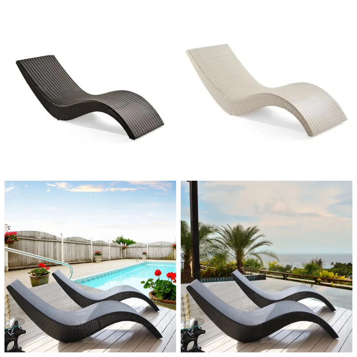 

Hot-selling High Quality Outdoor Rattan Deckchairs Leisure Waterproof Courtyard Villa Chair Swimming Pool Rattan Deckchairs