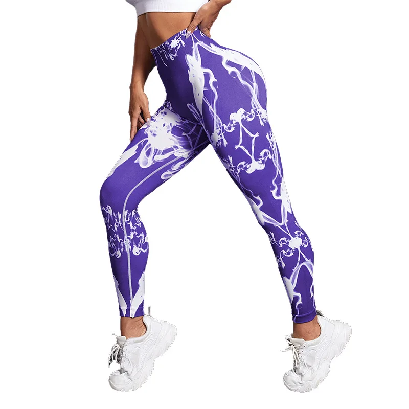 Leggings senza cuciture Tie Dye Push Up donna Mallas sport Fitness Contour Yoga pantaloni da corsa collant elastici in Nylon Leggins