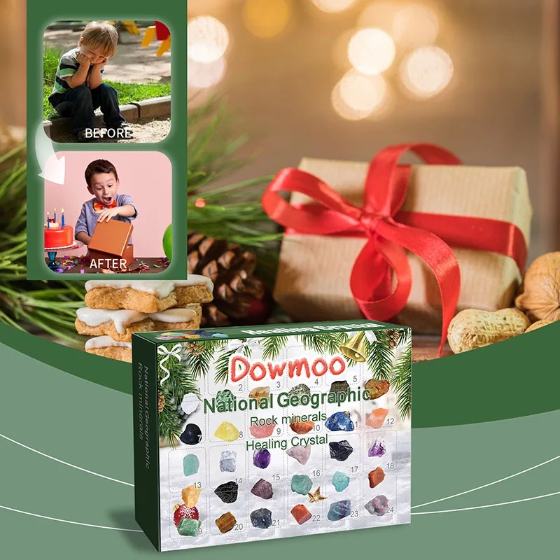 

24 Lattice Rock Mineral & Healing Crystal Advent Calendar Multi-Color Ore Countdown Blind Box Toy