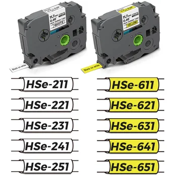 1 Uds HSe231 Hse-231 tubo termorretráctil para Brother HSe 211 221 231 241 1 611 621 631 Compatible para fabricante de etiquetas P-touch PT-E550