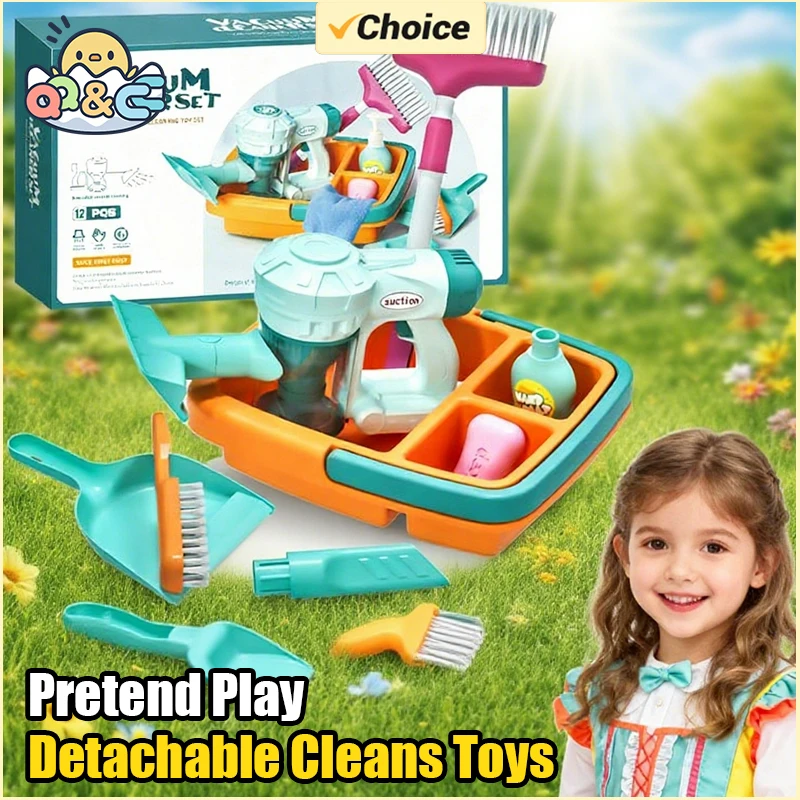 Juego de limpieza desmontable para preescolar, juguete para juego de imitación, aspiradora eléctrica realista, carritos de limpieza, juguetes para niños, regalos de navidad