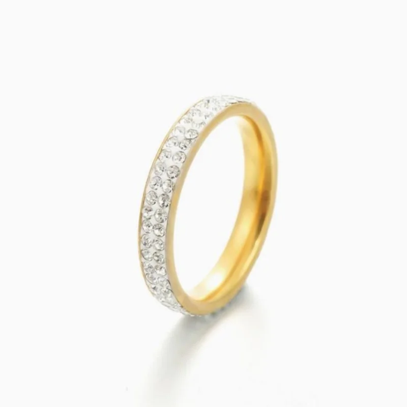 Fashion Titanium Steel Diamond Lined 4mm Ring Starry Sky Couple's Simple Light Luxury Accessory