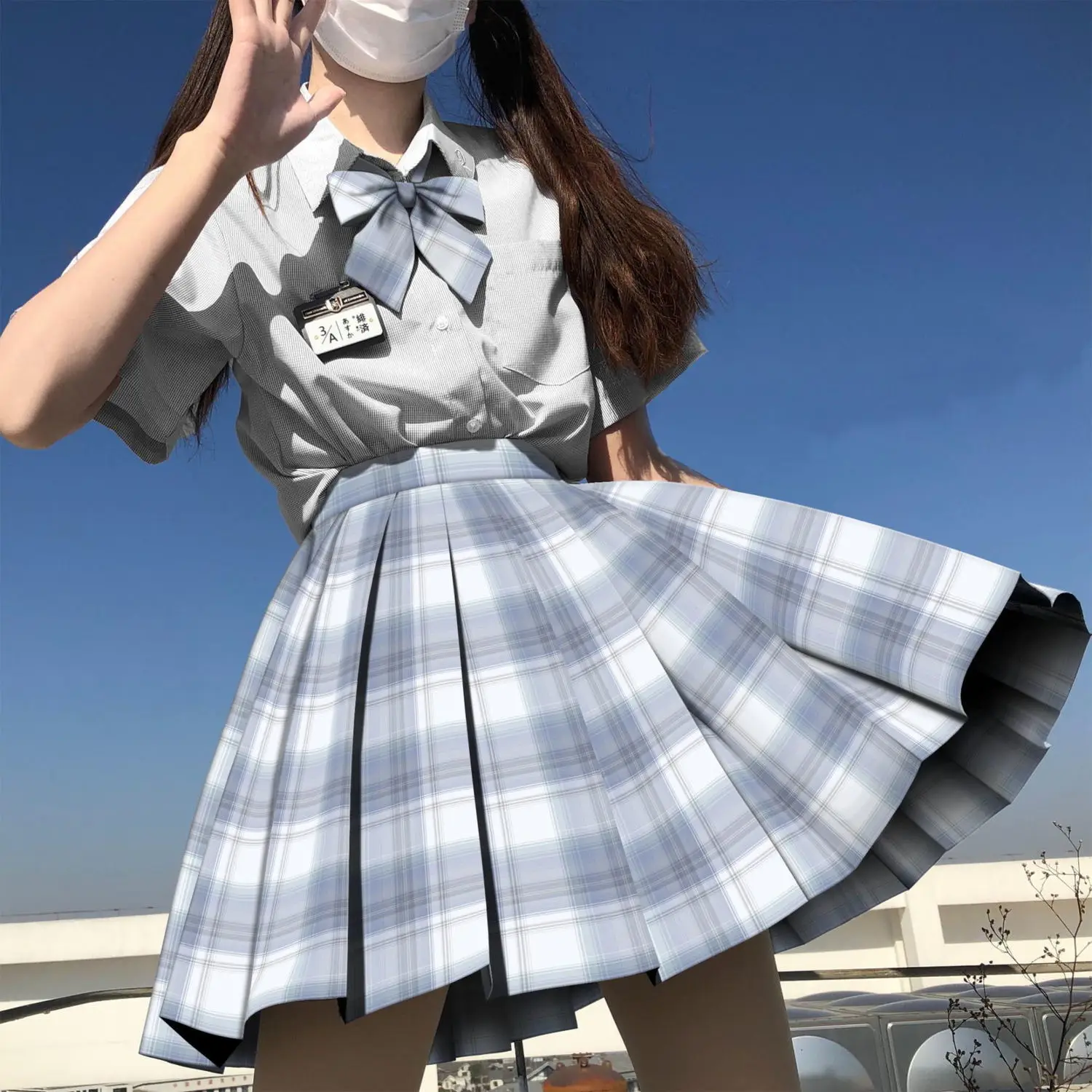 Women Silver Wire XS-2XL Skirt Preppy Korean Style Plaid Kawaii School Skirt for Girls High Waist Pleated Mini Skirt Women