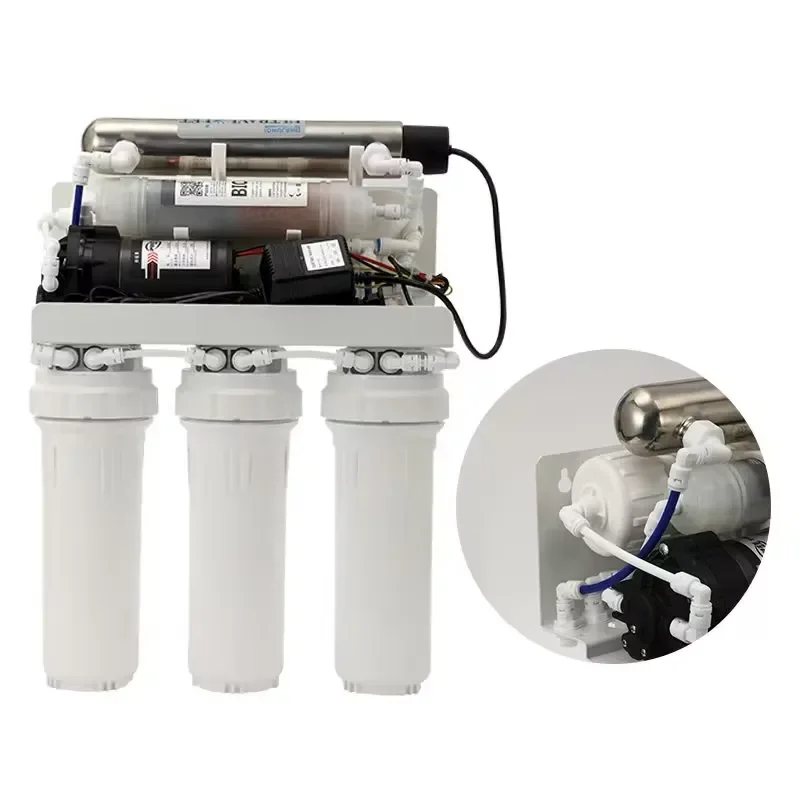 7 Stage Reverse Osmosis Water Filter System 100GPD with Alkaline Mineralization and UV Light for Pure Drinking Water