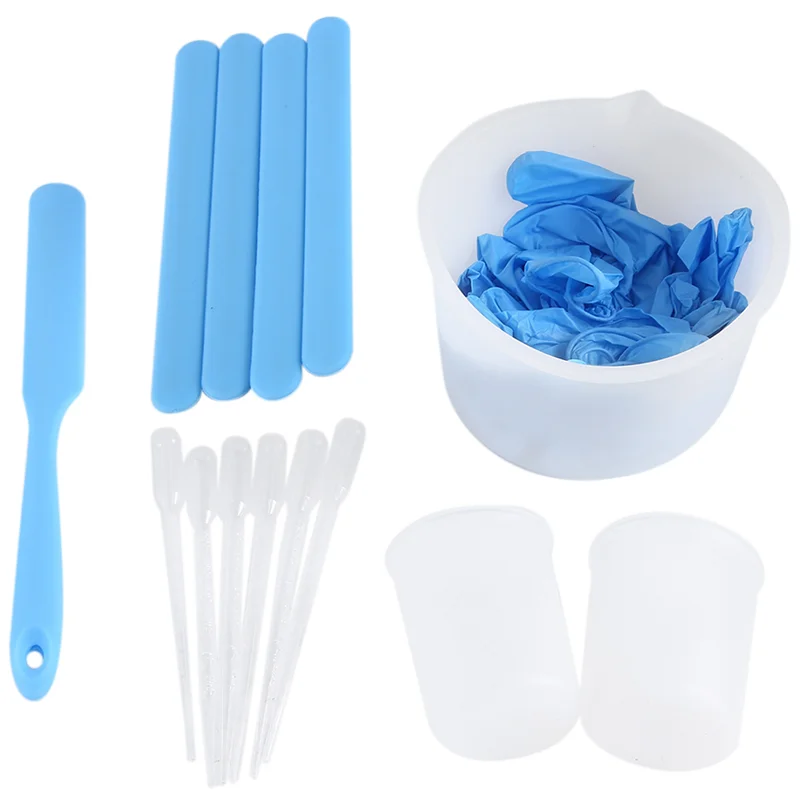 YWDZ-Silicone Measuring Cup Set For Epoxy Resin,600 & 100 Ml Mixing Cup, Silicone Spatula,Gloves Of Epoxy Resin,Easy To Clean