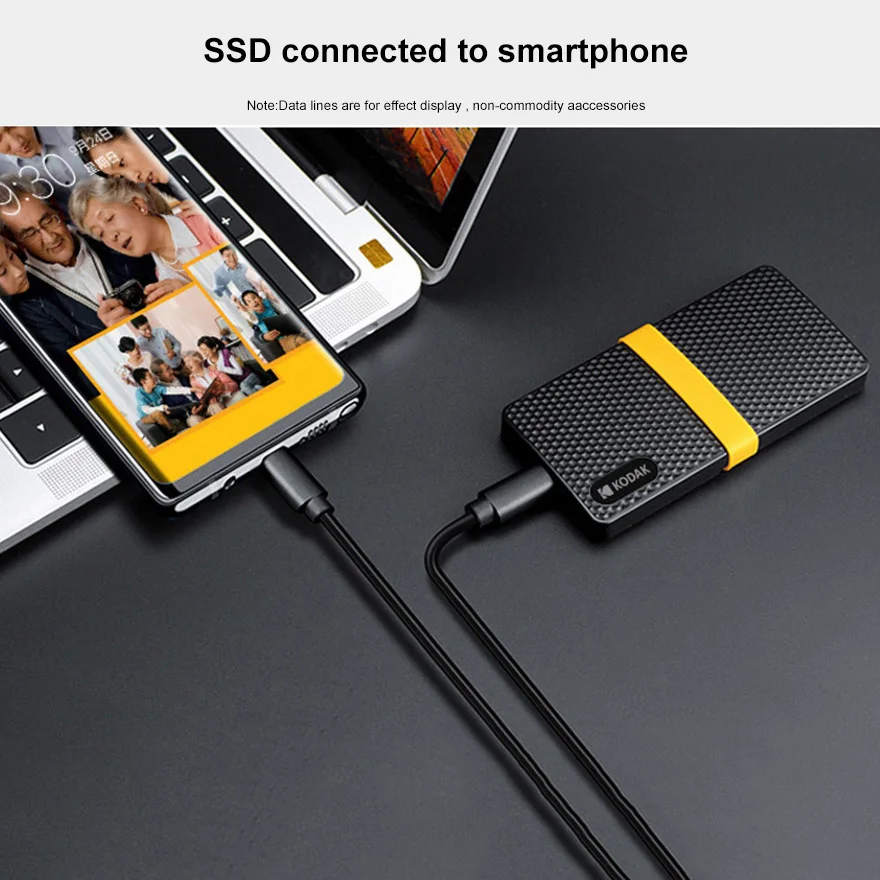 Kodak-スマートフォン,PC,Mac,またはスマートフォン用の外部コンピューター用のミニポータブルハードドライブ,x200またはテラバイトGB,1 512 usb3.1