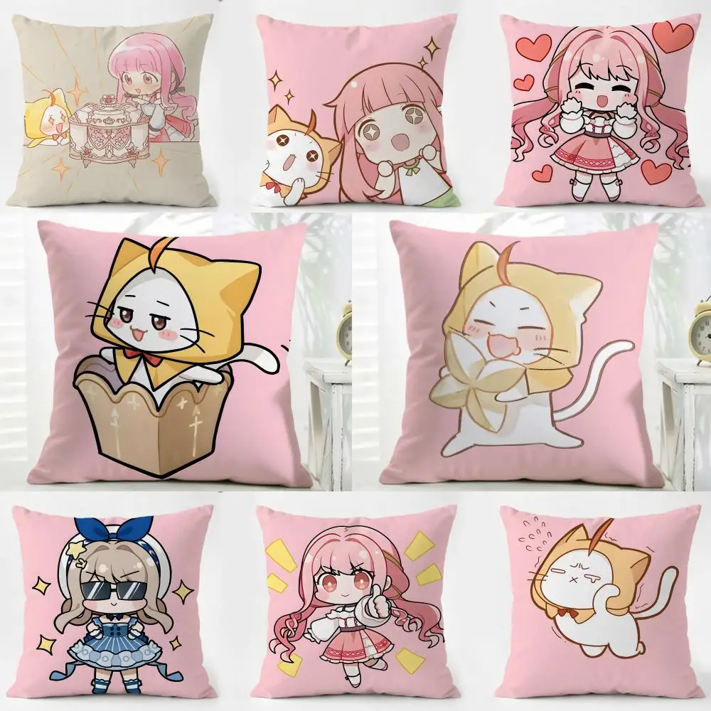Fashion Mobile Cute I-Infinity N-Nikki Momo Cat Cushion Cover Washable Linen Pillowcase Soft  for Daily Sofa Bed Home Room Decor