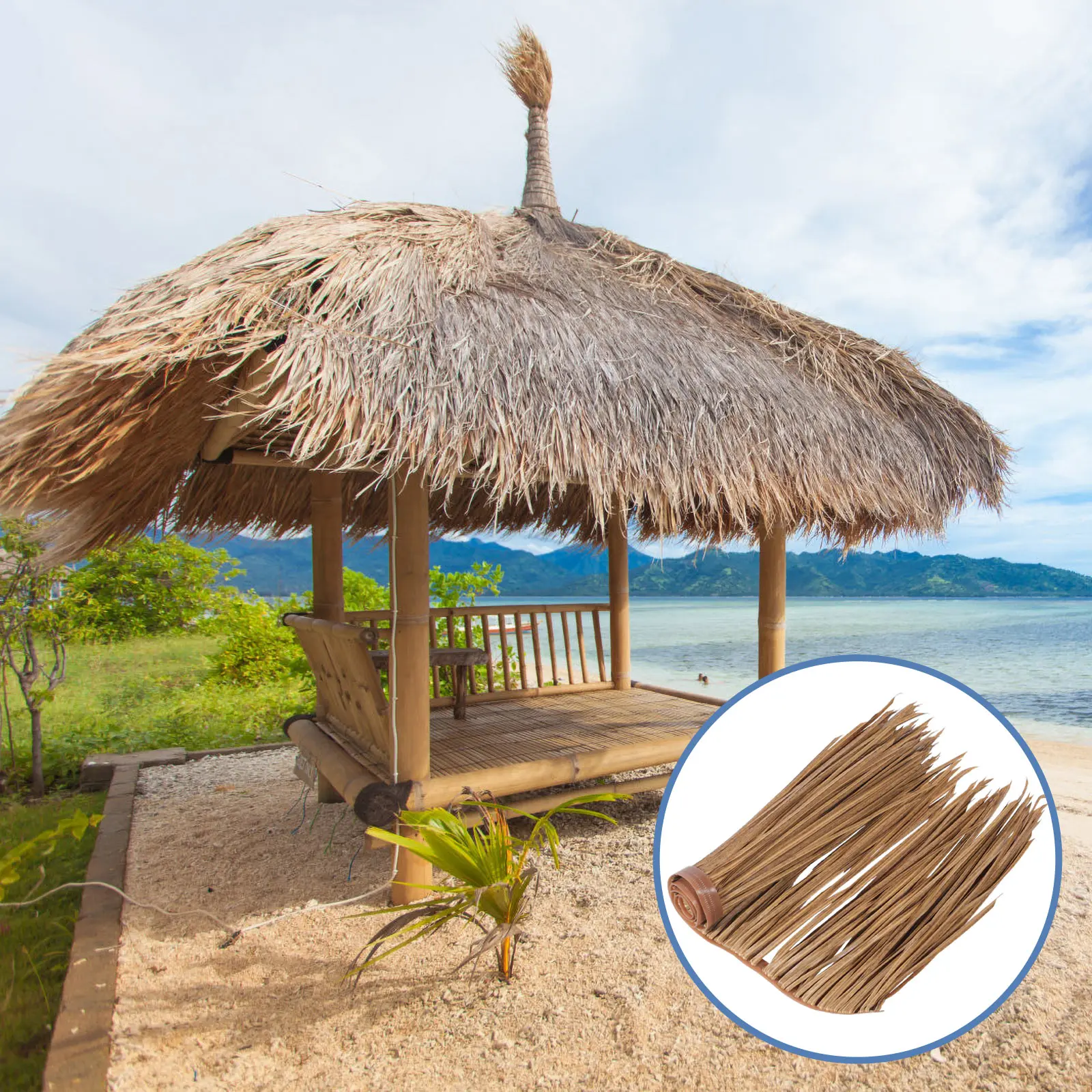 

Simulated Thatch Roof Artificial Landscaping Decor Synthetic Straw Roofing Bar Hut Flame Retardant Realistic Outdoor Indoor