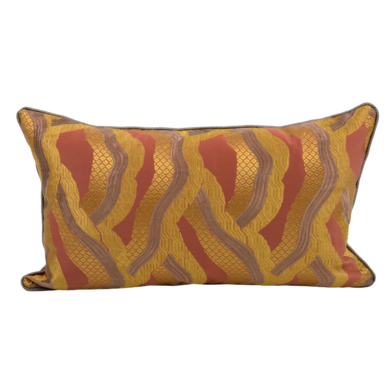 Orange Embroidery Pillow Retro Brown Yellow Cushion Case 30x50 Classical Decorative Pillow Cover For Sofa Chair Home Decorations