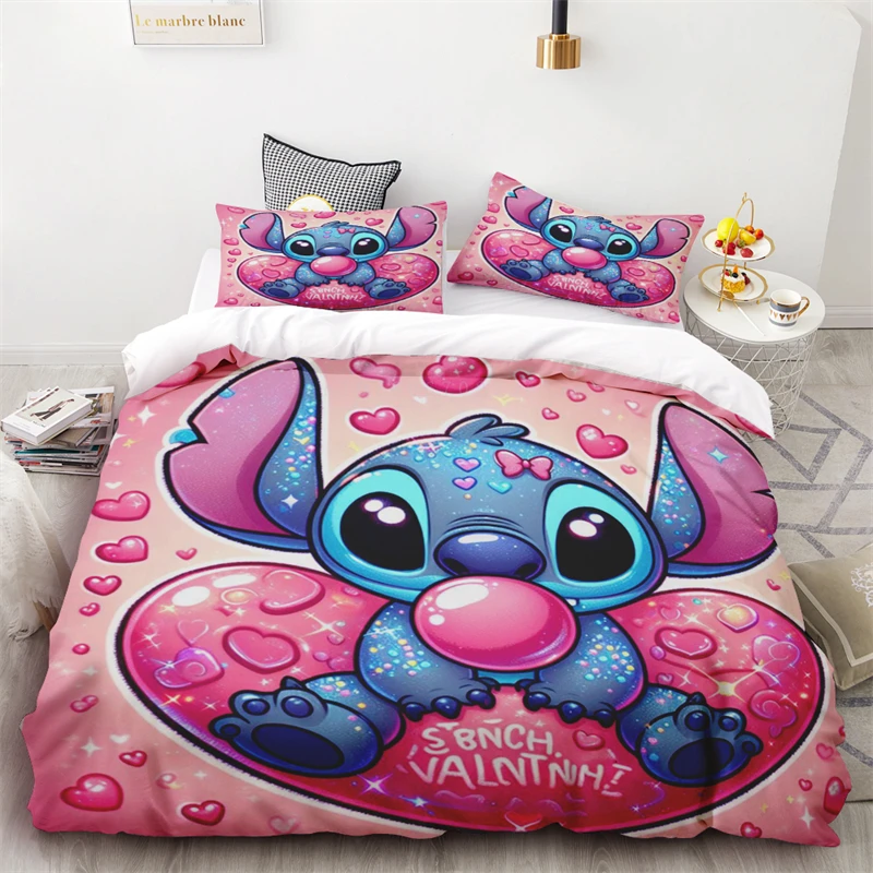 Duvet Cover Cute Stitch Children's Adult Bedding Set One Duvet Cover Two Pillowcases Single Double Bed Size No Padding Inside