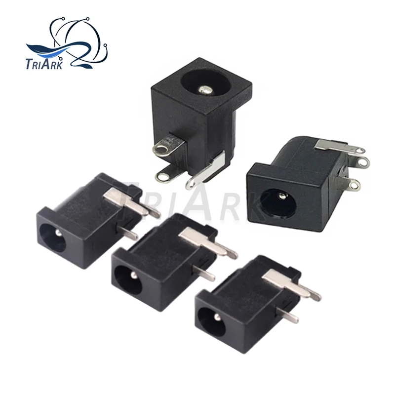 20/50/100pcs DC-005 DC-002 Power Jack Socket Connector 5.5x2.1/2.5 3.5x1.3/1.5mm Right Angle PCB Mount Terminal