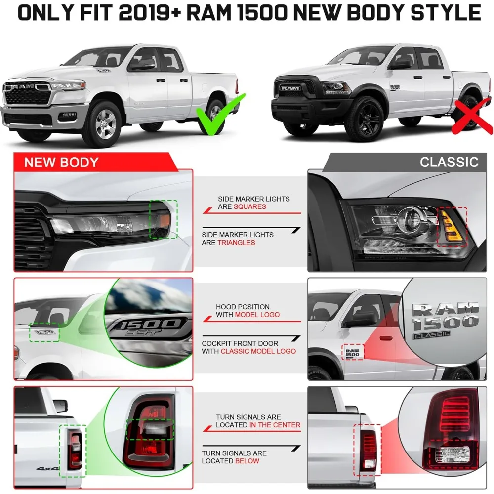 COMNOVA Side Steps Running Boards Compatible with 2019-2025 Dodge Ram 1500 (excl. Classic/2500/3500) Crew Cab New Body Style. 6.