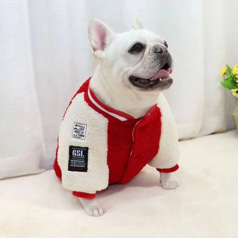 Winter Pet Clothes Small Medium Dogs Soft Warm Pet Fleece Vest Shirt Dog Coat Sweater French Bulldog Jacket Pet Baseball Uniform