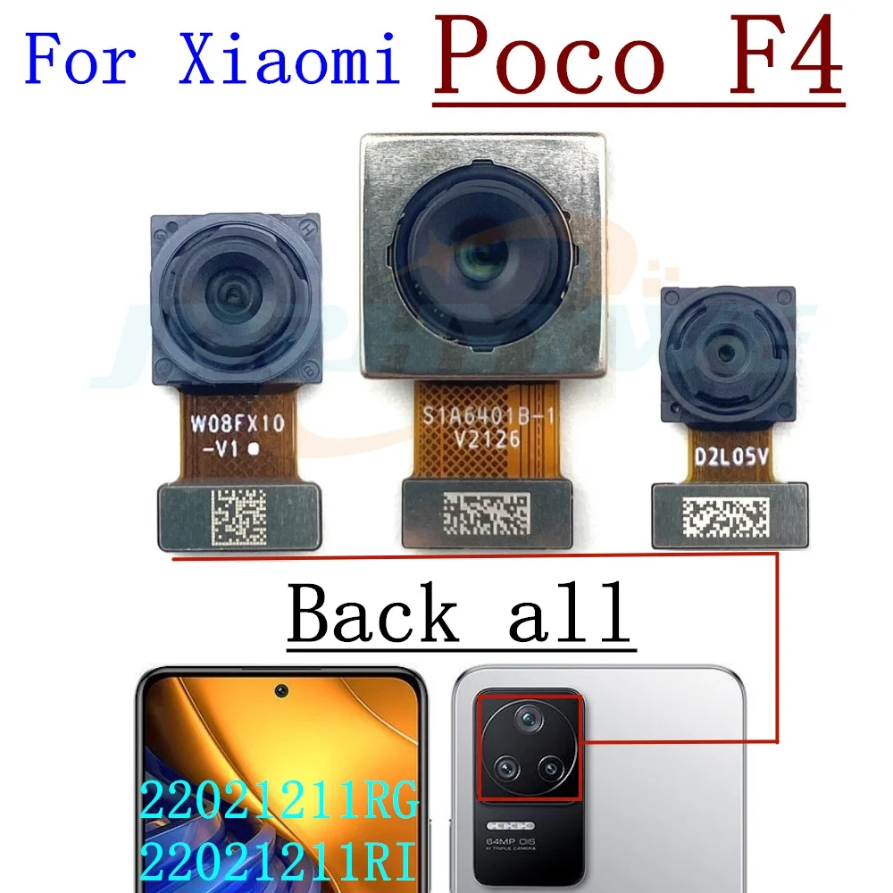 Rear Front Camera For Xiaomi Poco F4 F3 Frontal Selfie Facing Main Back Wide Camera Module Flex Cable Parts