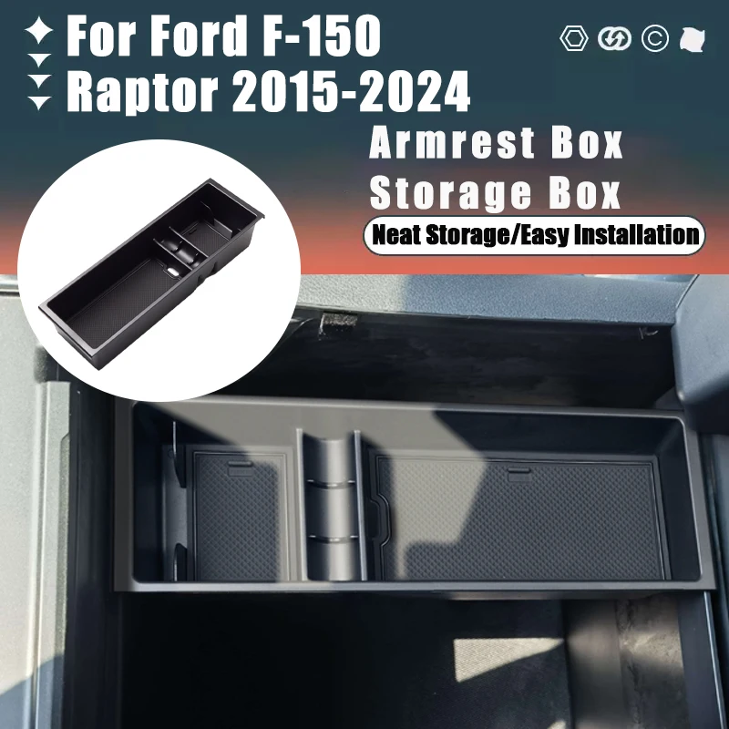 

For Ford F-150 Raptor 2015-2024 2016 2017 2018 Armrest Box Storage Box Modification Stowing Tidying Box Car Internal Accessories