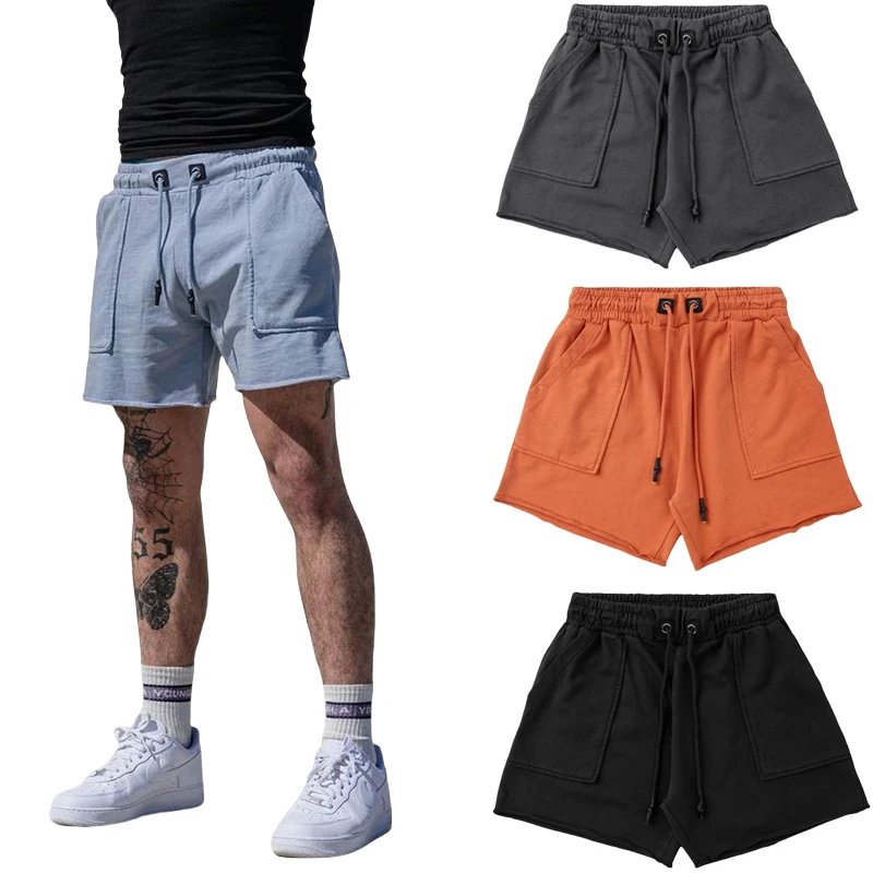 

Мужские шорты для фитнеса и тренировок, летние свободные спортивные повседневные брюки для бега с четырьмя очками на шнурке, дышащие универсальные скейтборды