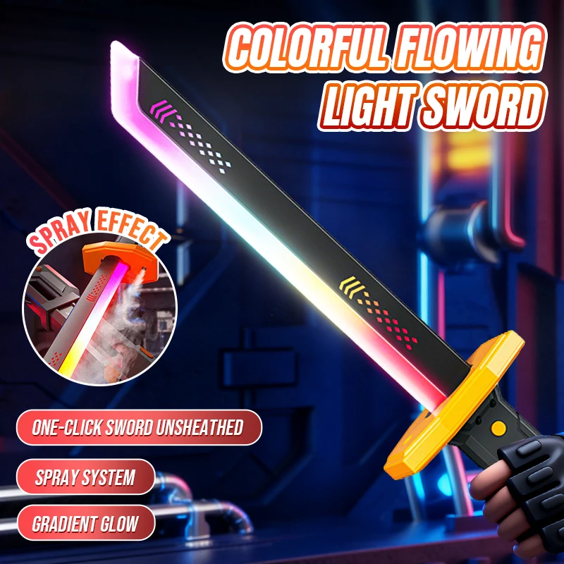 

Lightsaber Sword Outdoor Toy Bright Sword Multi-Color Flash LED Light Spray Interactive Cosplay Sword Toys Game For Kids Adults