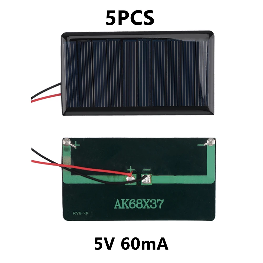 5PCS Mini Solar Board 2V/1.5V/3V/5V Solar Cells 54*54mm/60*30mm/65*48mm/68*37mm Solar Panel A-grade Polycrystalline Silicon