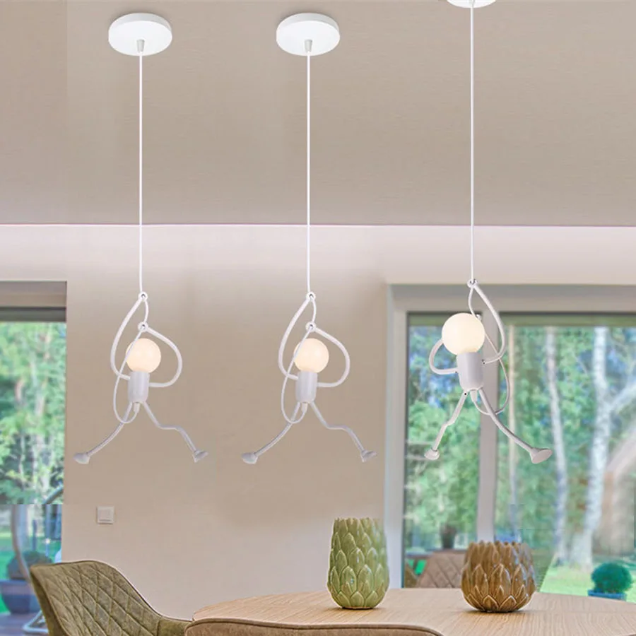 Imagem -04 - Nordic Criativa Boneca de Escalada Led Pendant Light Restaurante Quarto Presente para Quarto Infantil Lâmpada Pendurada E27