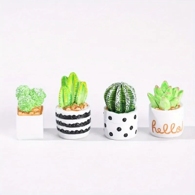 4pcs Cactus Potted Indoor Desktop Succulent Plant Small Potted Cactus Micro Landscape Ecological Bottle Diy Decoration