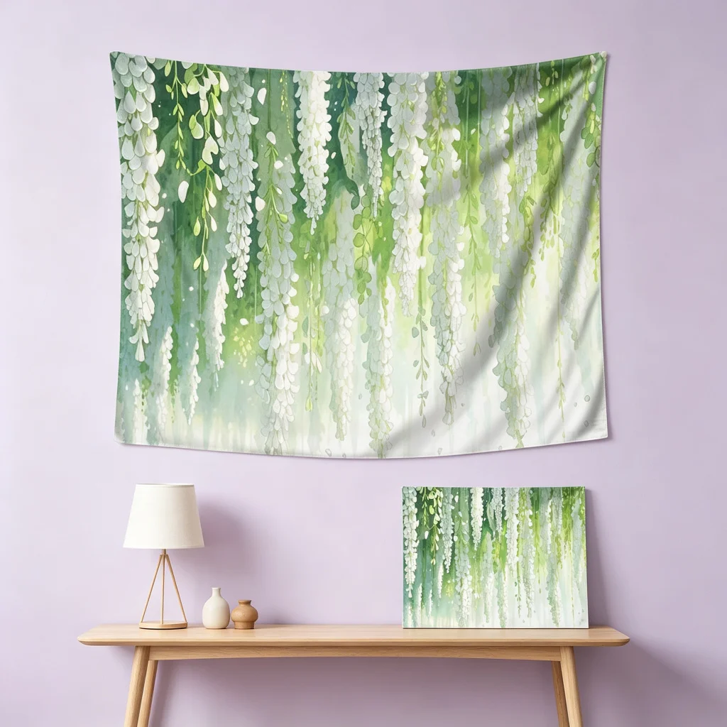 1PC Wisteria Print Backdrop Banner, Bedroom Living Room Photo Background, Polyester Wall Hanging, Home Decor, Wall Art
