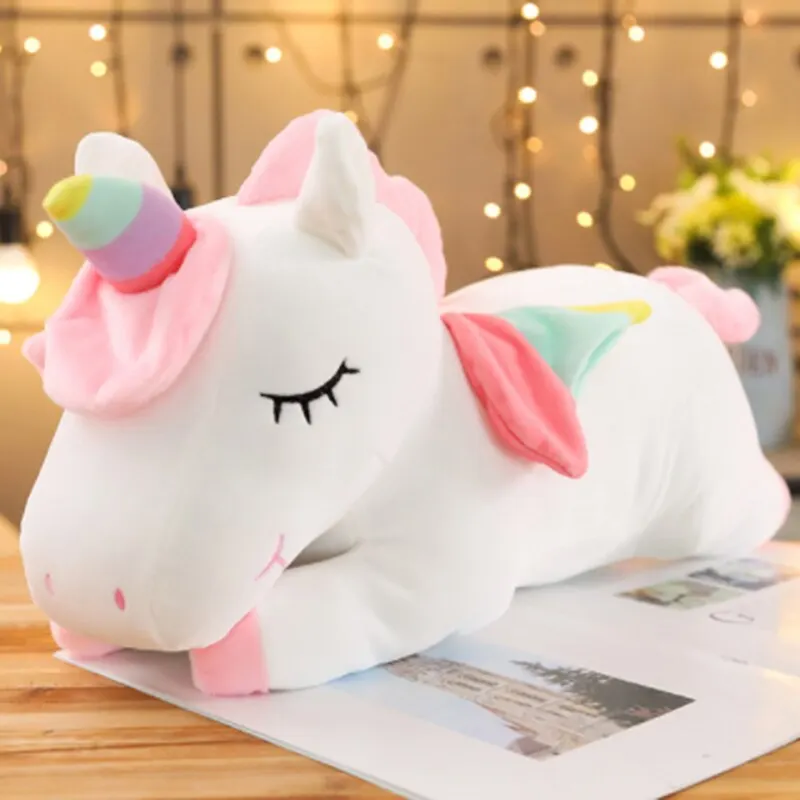 Jouet en peluche cheval Kawaii pour enfants, doux, HDPButter, animal compagnon, oreiller, anniversaire, cadeau de Noël pour filles, 30 cm, 50cm