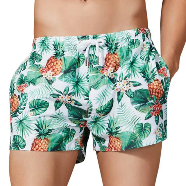 Wholesale Summer Pineapple Printed Quick Dry Low Waist Bermuda Teen Short Men Beach Shorts Pants