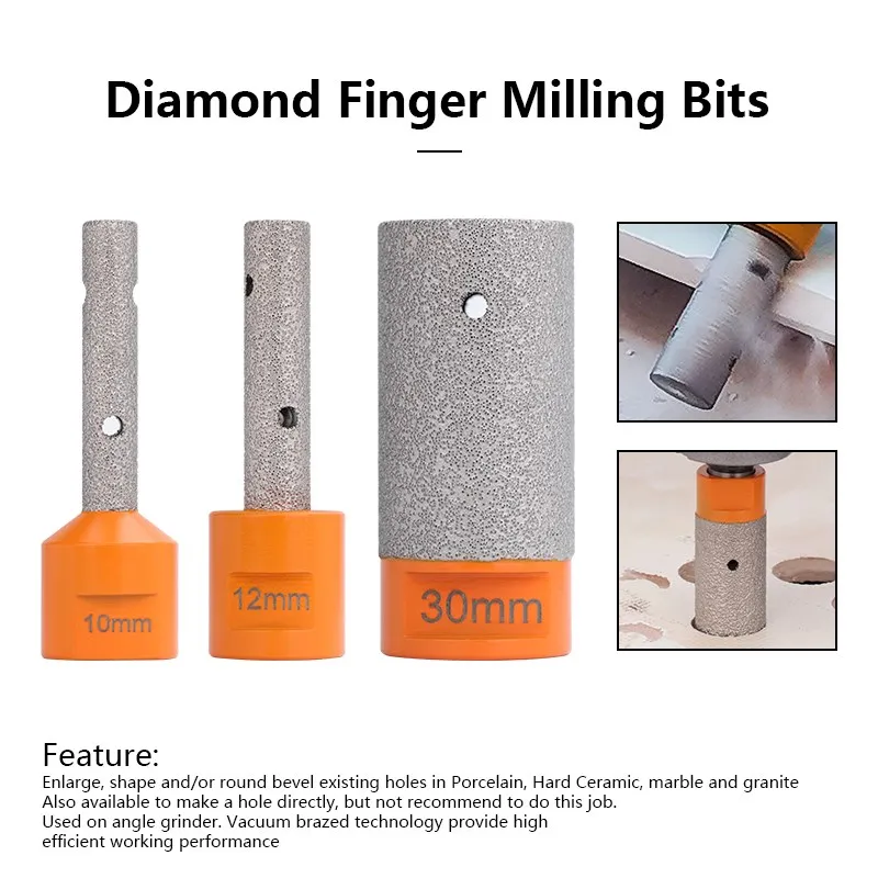 XCAN M14 Thread Diamond Finger Bits Enlarge Grinding Holes Dia 6/10/12/15/20/25/30mm Tile Stone Countertop Diamond Milling Bits 