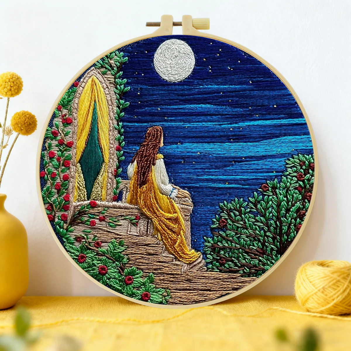 1 Stück 20X20CM/15X15CM 7,87/6,3 Zoll Schönes Landschafts-Stickerei-Starter-Kit DIY-Kit DIY-Stickerei-Set Handarbeiten – Detail 1
