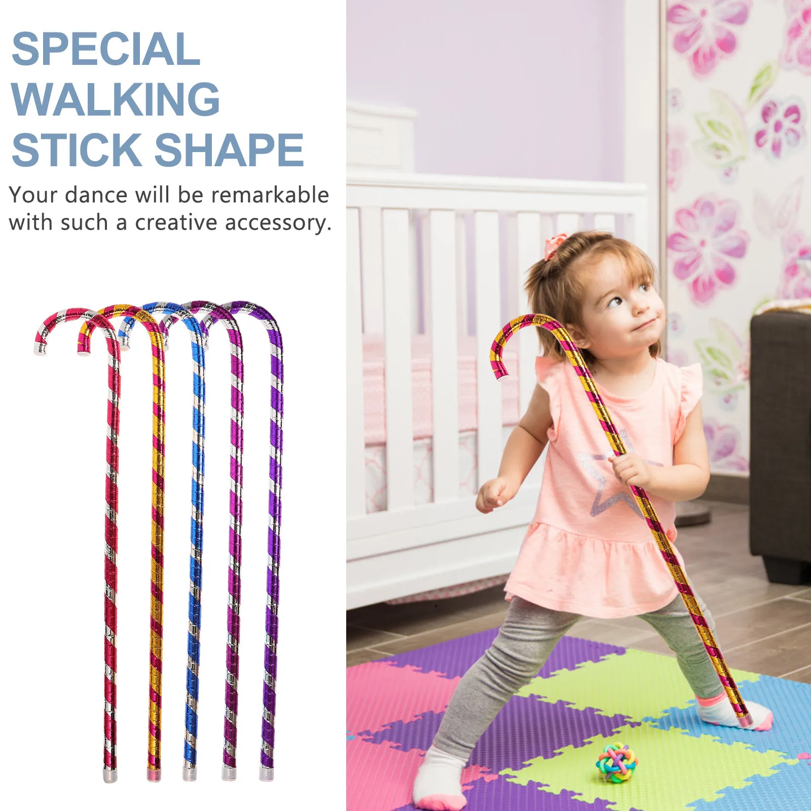 

5pcs Kids Two Color Crutch Jazz Dance Props Stage Performance Walking Stick Decor For Belly Dance Carnival Party Stage Accessory
