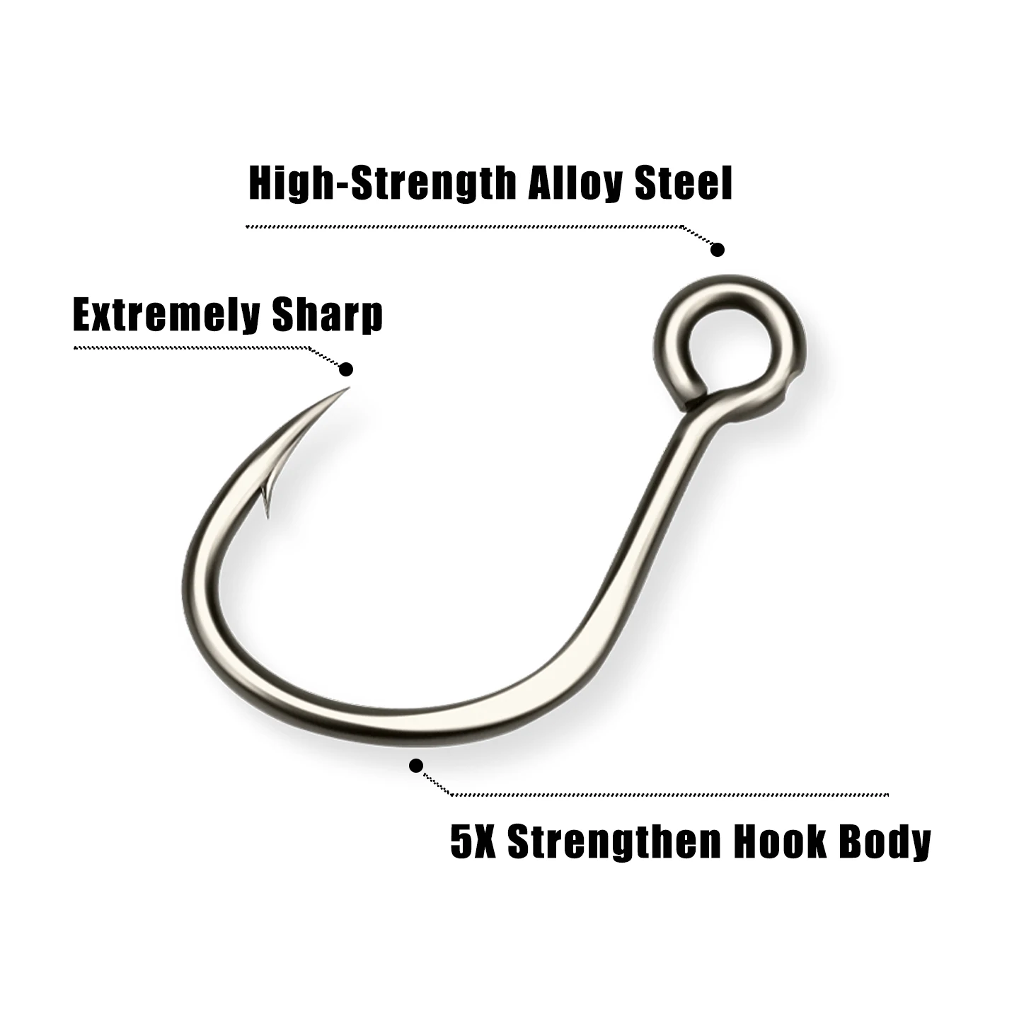OUTKIT New 10pcs Fishing Lure Spare Hook 5X Strengthen Single 33 Fish Hooks Inline Big Eye Size 1 2 4 Tackle High Carbon Steel